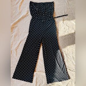 Connected Apparel Black and White Polka Dot Jumpsuit